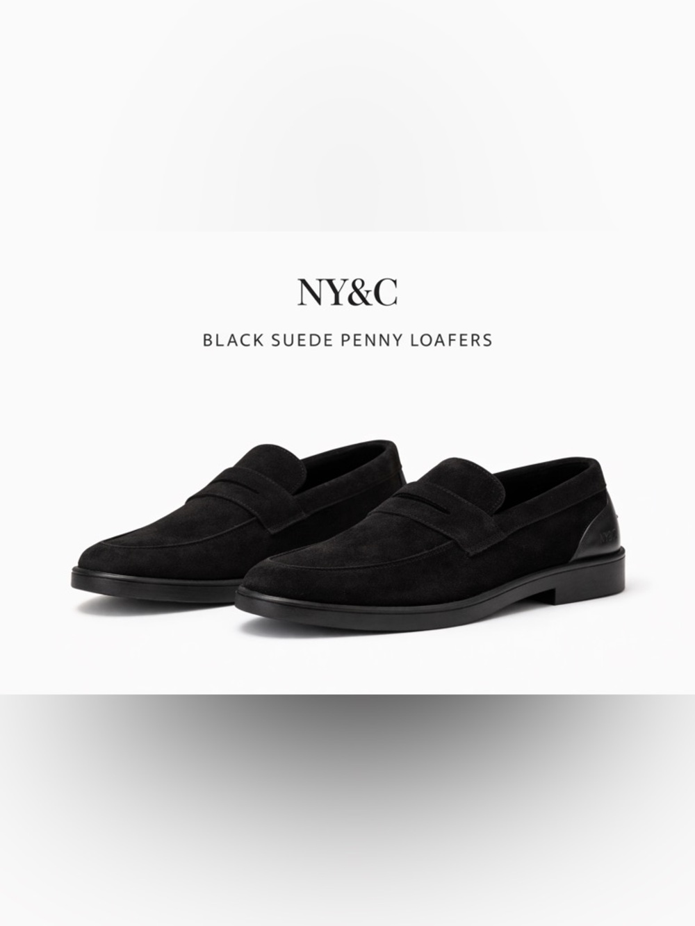 NY&C Jake Black Penny Loafers Mens 11‎ Suede Slip On Dress Shoes NIB